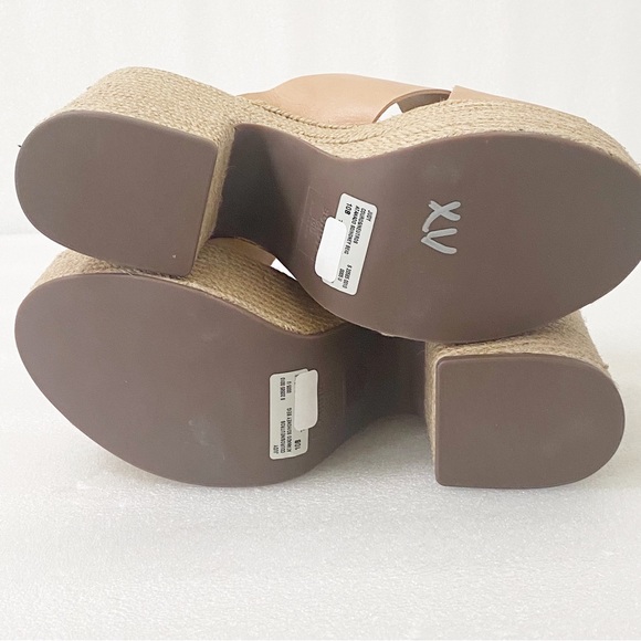 NEW SCHUTZ Tan Leather Jute Wrapped Platform Espadrille Sandals - Picture 12 of 13